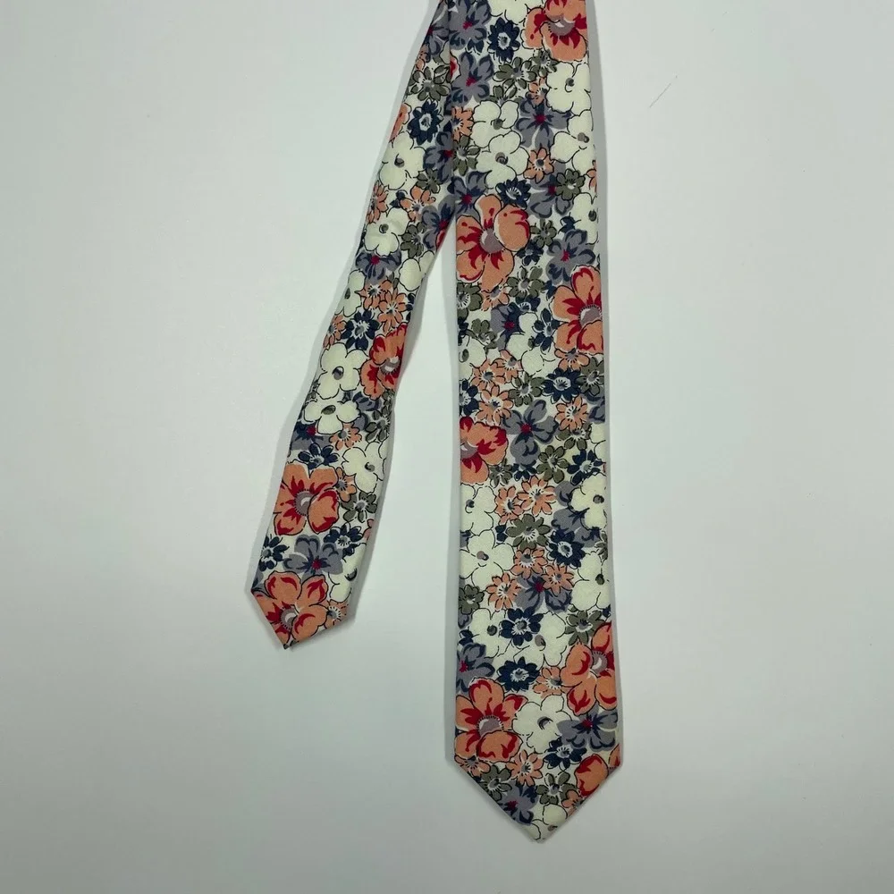 Dazi Multicolor Floral Skinny Necktie Mens OS